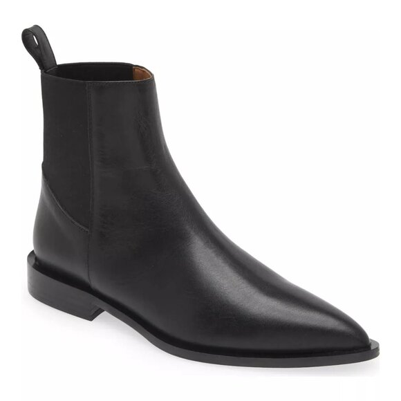 $750 ATP ATELIER Lauro Pointed Toe Bootie Black Leather Chelsea 39 (MF28)